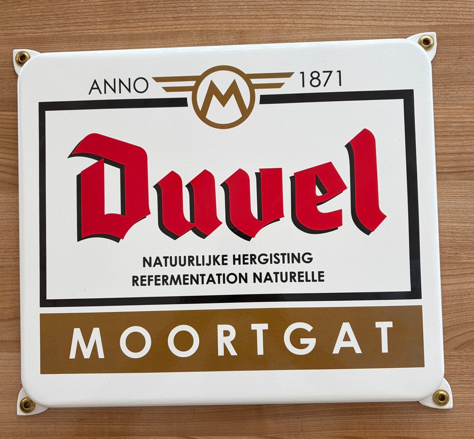 Duvel Moortgat emaille bord Nieuw — Anno 1871 (45 x 38 cm), Verzamelen, Ophalen, Nieuw, Duvel