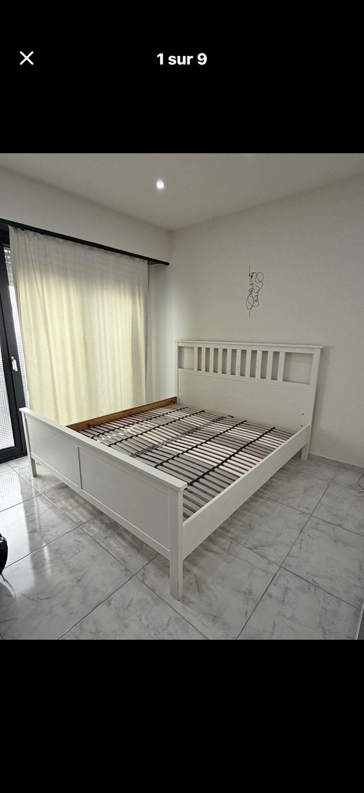 Lit ikea 1m60 avec sommier, Maison & Meubles, Enlèvement, Utilisé, 200 cm, Deux personnes