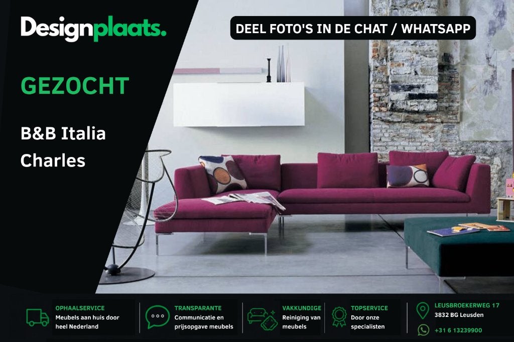 RECHERCHE: B&B Italia Charles — Achat immédiat, Enlèvement ou Envoi, Banc d'angle, Design Bankstellen B&B Italia