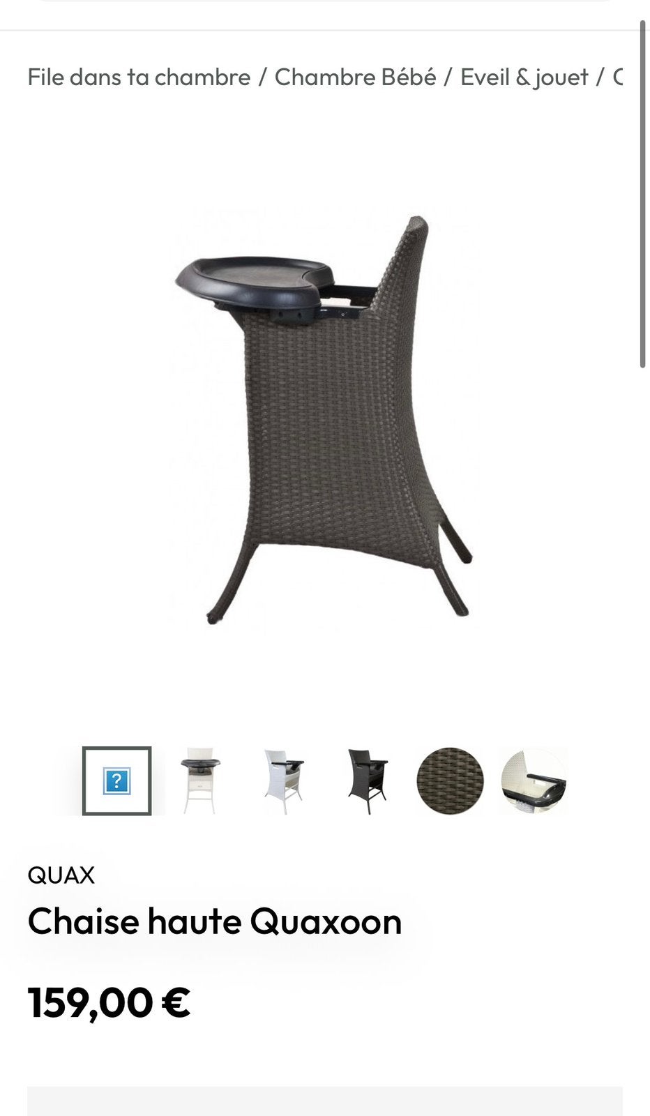 QUAX Chaise haute enfant, Enlèvement, Utilisé