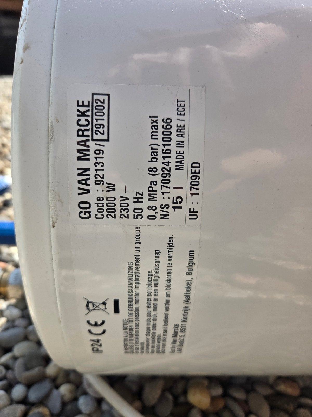 Elektrische boiler 15l, Ophalen