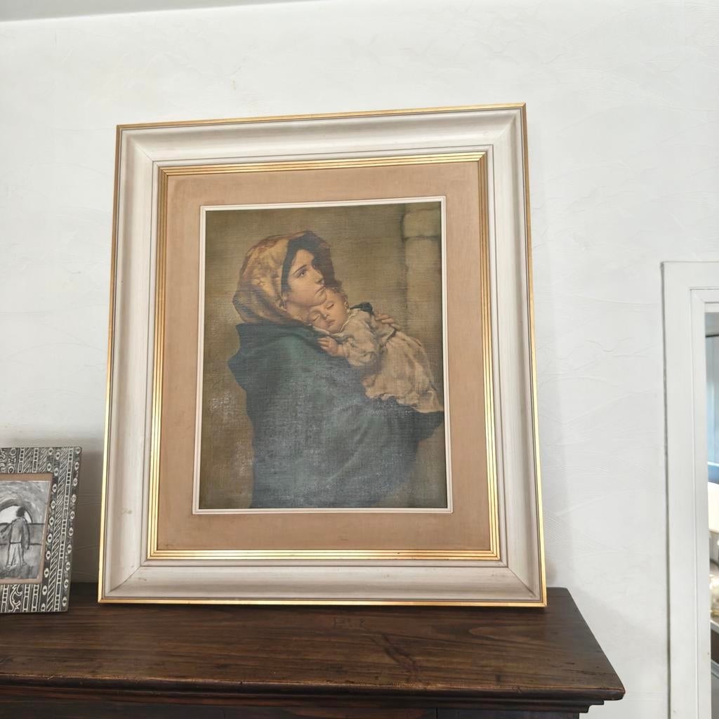 Vintage Madonna met kind – kader alleen al is meer waard, Ophalen