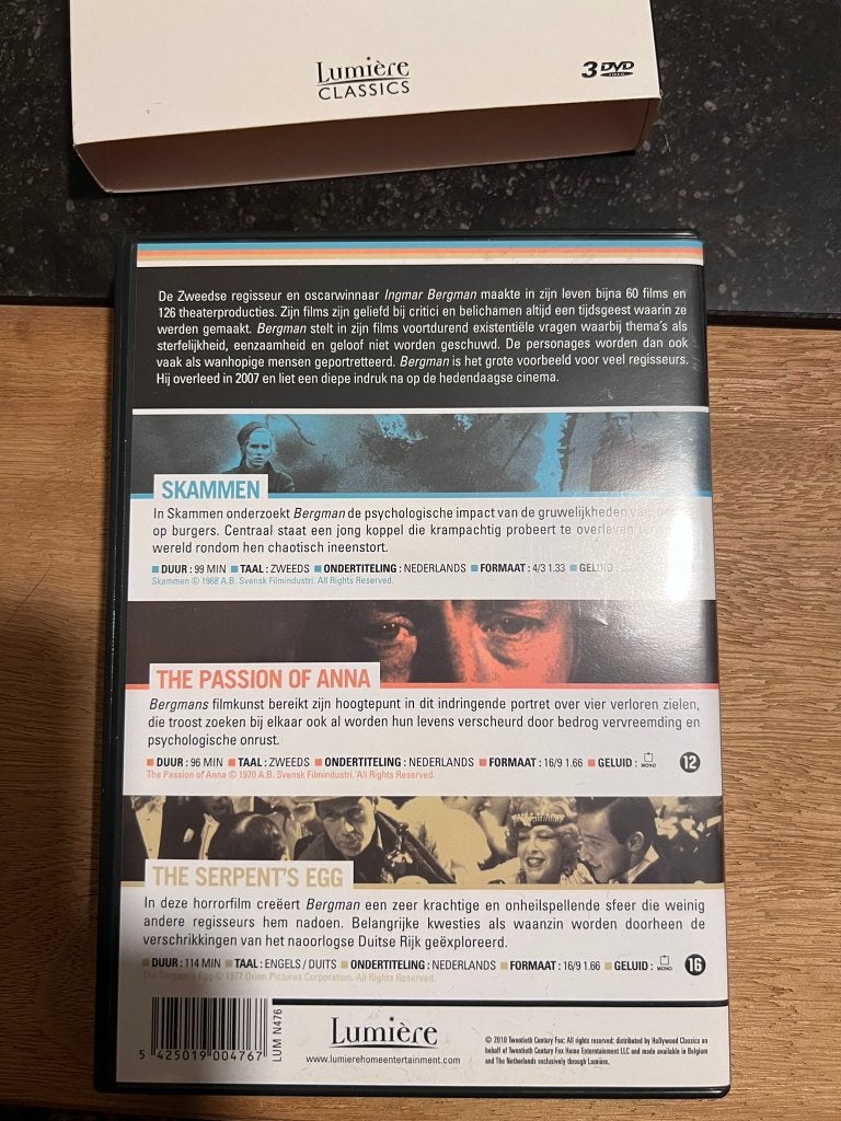 DVD box: 3 films by Ingmar Bergman - Lumière Classics, CD & DVD, DVD | Films indépendants, Enlèvement ou Envoi, Néerlandais, Drame