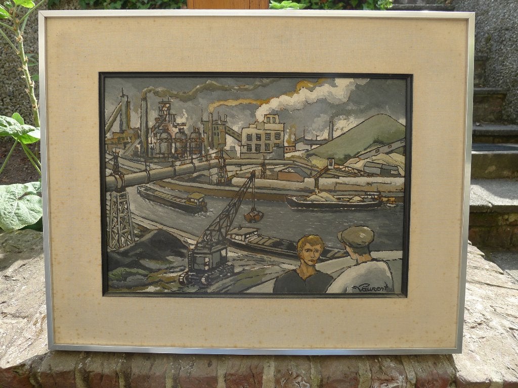 Tableau Vue industrielle Emile LAURENT, Antiquités & Art, Art | Peinture | Classique, Peinture à l'huile, Panneau, Paysage, Expressionniste
