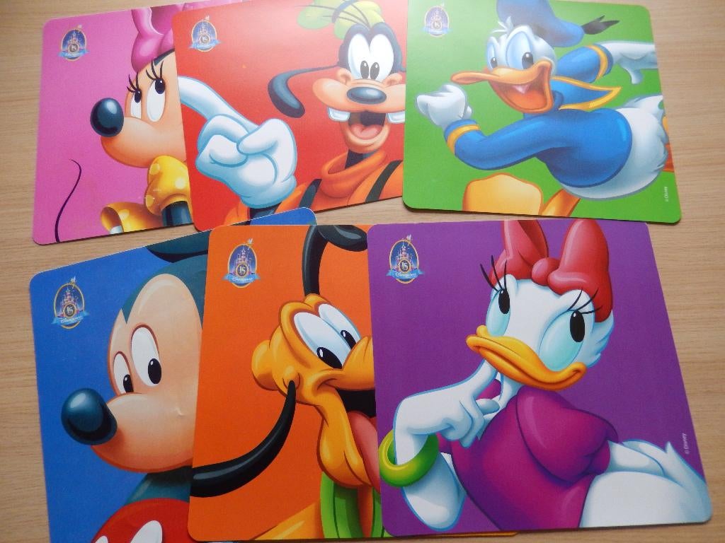 Disney onderleggers - 6 stuks, Collections, Disney, Envoi, Mickey Mouse, Comme neuf, Autres types