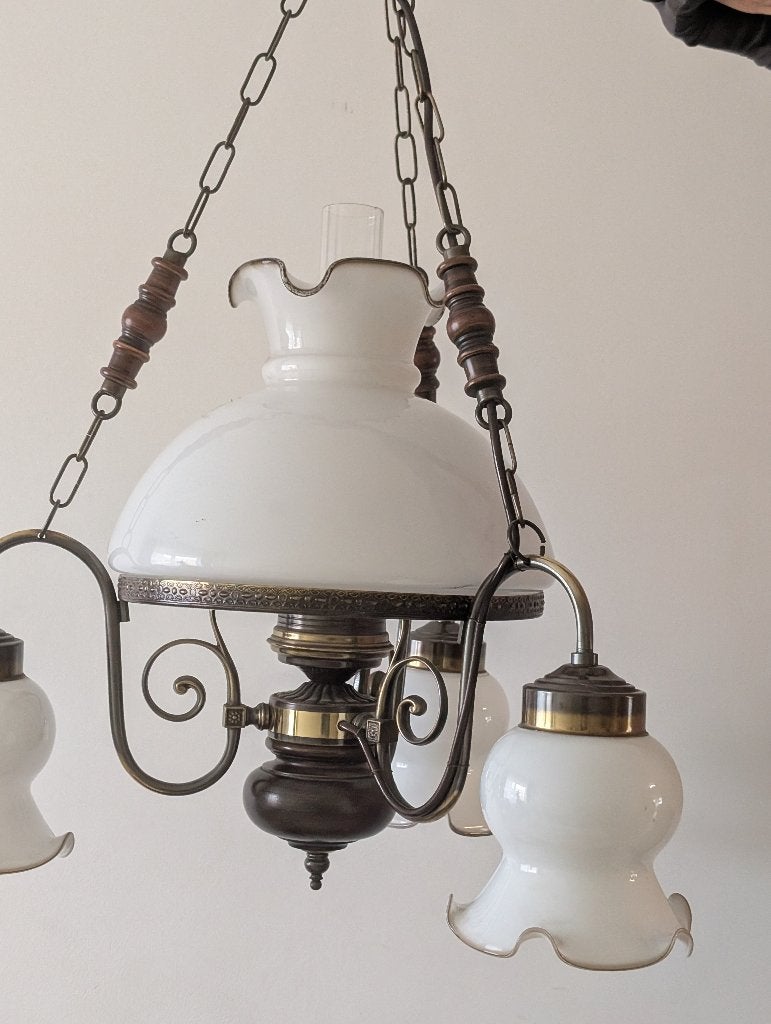 Vintage kroonluchter, Ophalen, Zo goed als nieuw, Glas, Klassiek,landelijk