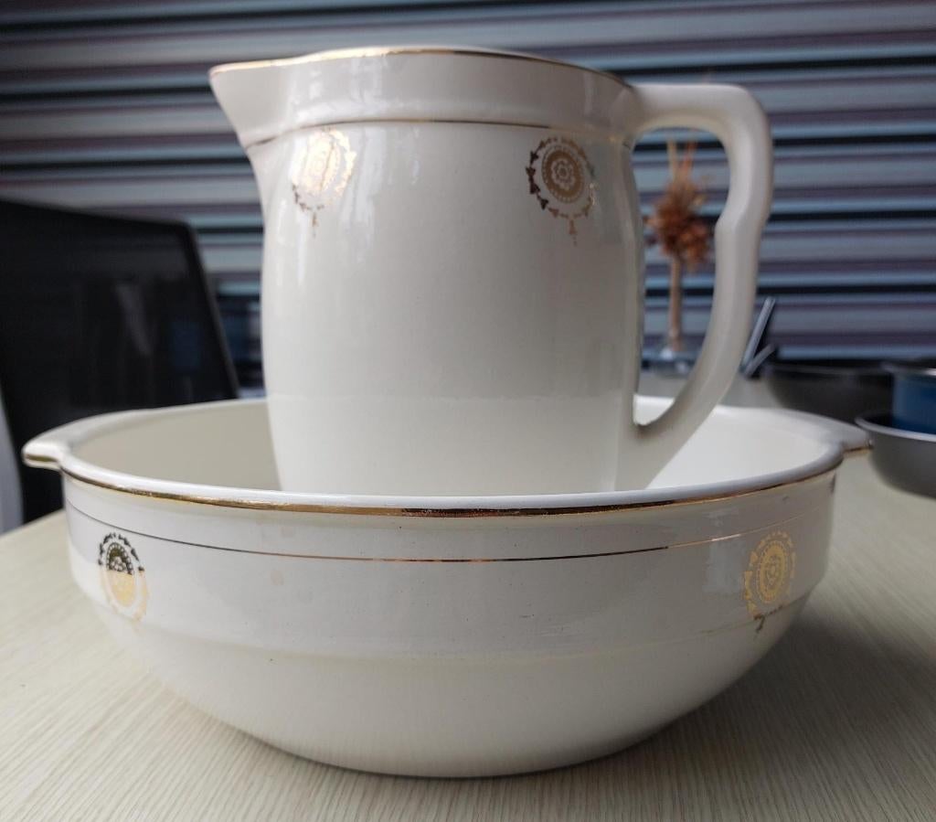 Vintage waskom met kan - Keramiek IMPERIAL DE NIMY, Ophalen