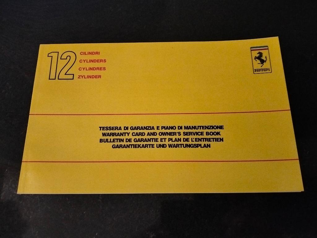 Ferrari Testarossa or 412 bulletin de Garantie, Auto-onderdelen, Motor en Toebehoren, Verzenden, Nieuw, Ferrari