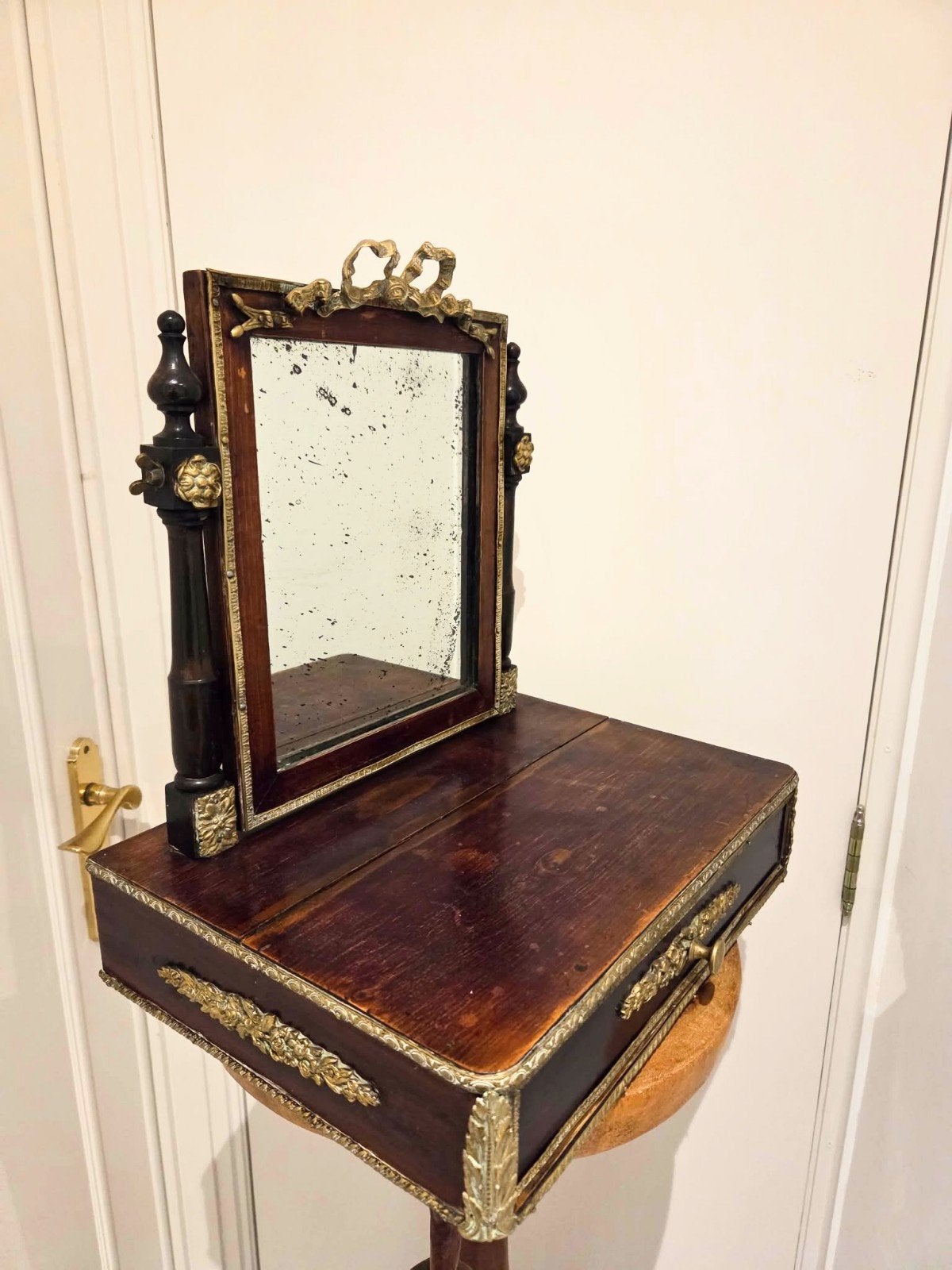 Miroir de toilette ajustable ancien - début du XIXe siècle, Antiquités & Art, Enlèvement ou Envoi