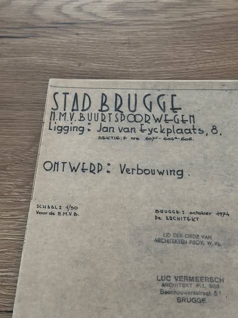 plan stad Brugge buurtspoorwegen 1974 jan van Eyckplaats, Boeken, Ophalen, 20e eeuw of later, Zo goed als nieuw