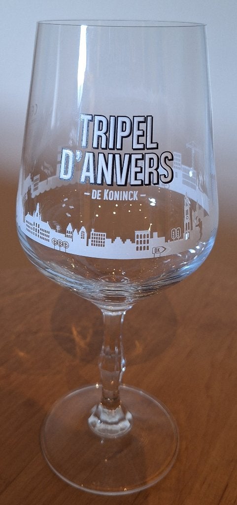 1 Tripel d'Anvers bierglas met skyline van Antwerpen, Verzamelen, Ophalen of Verzenden, Zo goed als nieuw, Glas of Glazen, Overige merken