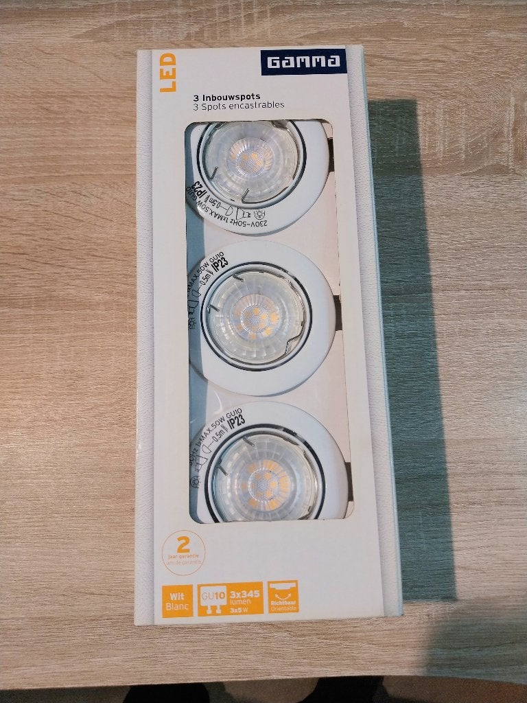 Boîte de 3 spots LED encastrable (230 V -- blanc chaud), Maison & Meubles, Neuf, Spot encastrable, Enlèvement, LED