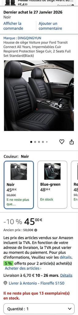 Protection siege FORD TRANSIT CUSTOM, Autos : Pièces & Accessoires, Enlèvement ou Envoi, Ford