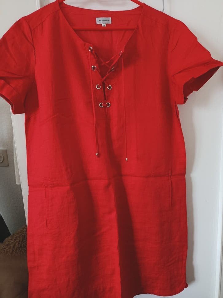 ANTONELLE, ROBE LIN, ORANGE taille 46 FR =44 BE, Enlèvement, Orange