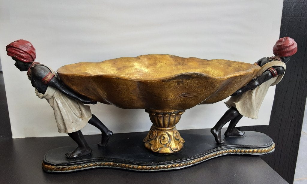 Vintage blackamoor stijl venetiaans beeld , 1960 , goed, Groep mensen, Art deco, Gips, 20 - 50 cm