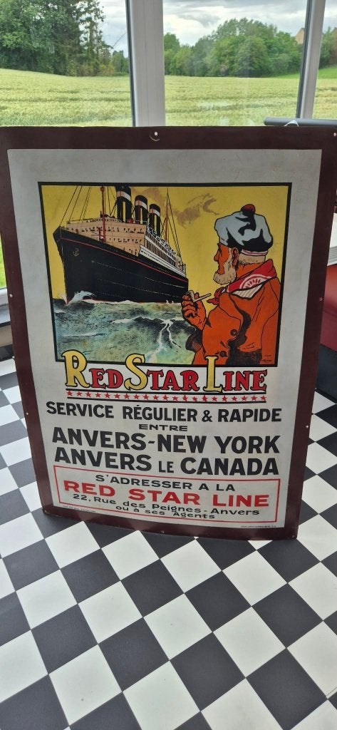 Exceptionnelle  rarissime plaque émaillée Red star line 1926, Collections, Marques & Objets publicitaires, Enlèvement