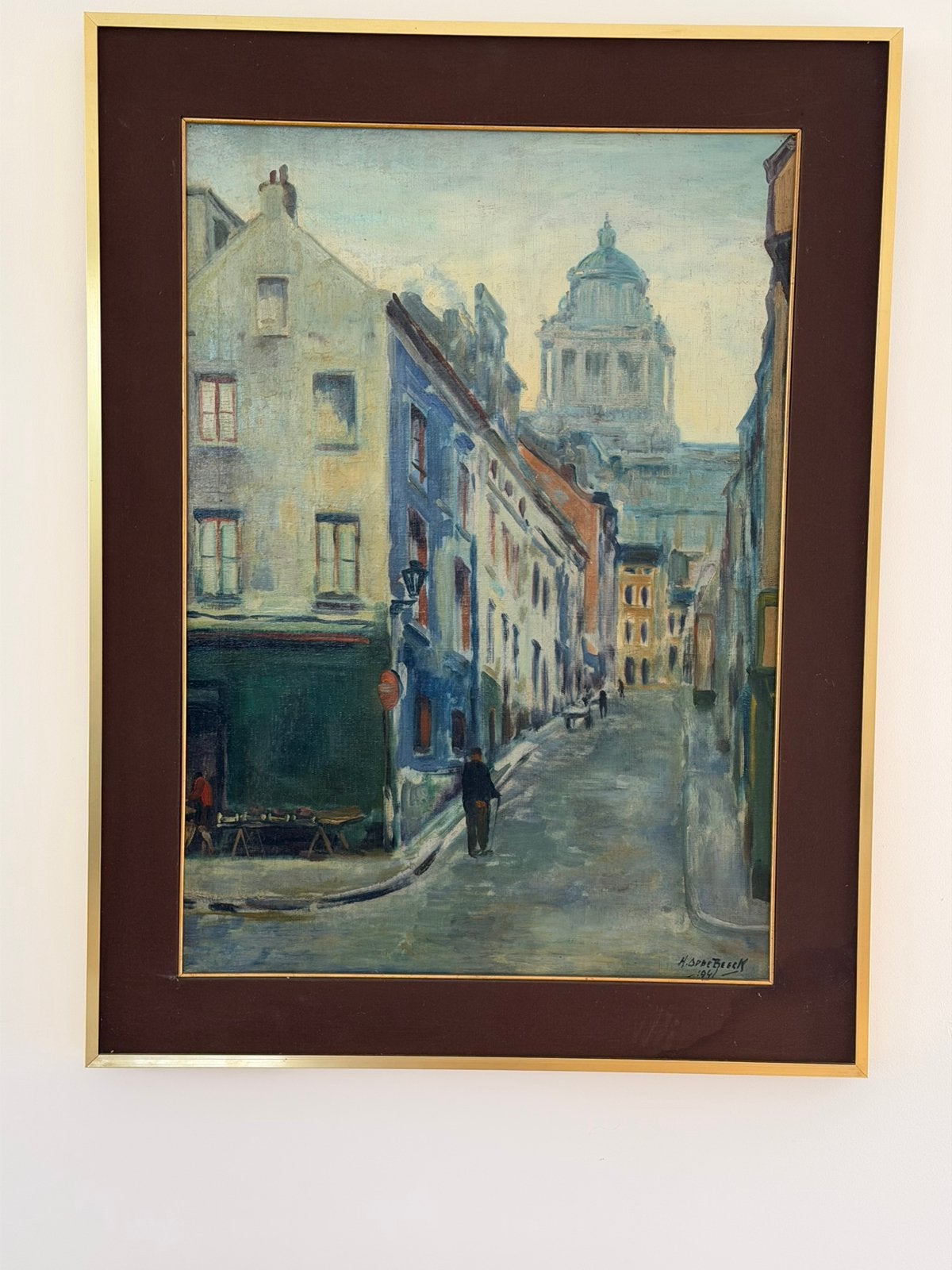 Olieschilderij  ‘Justitiepaleis Brussel’ - H. Opdebeeck, Antiek en Kunst, Ophalen