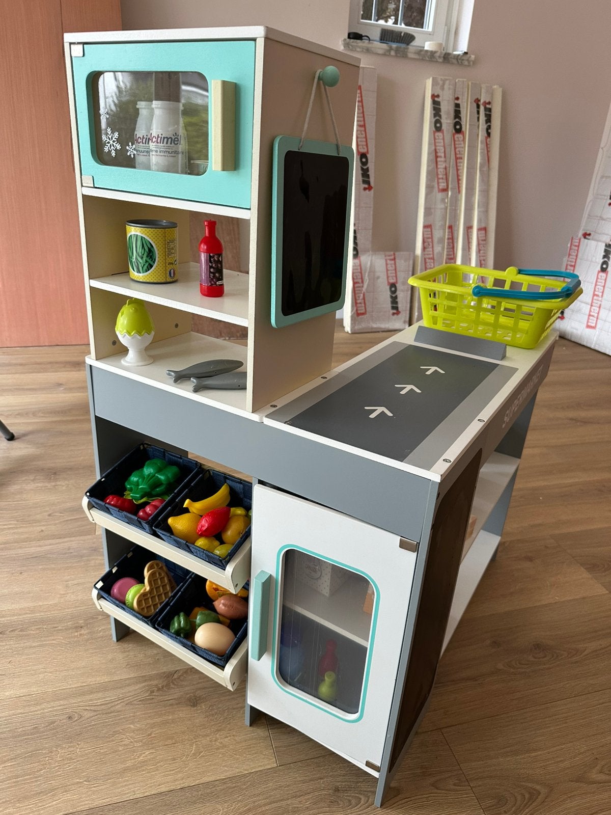 Magnifique magasin jouet en bois avec accessoires, Enlèvement, Comme neuf, Bois, Jouer à la cuisine