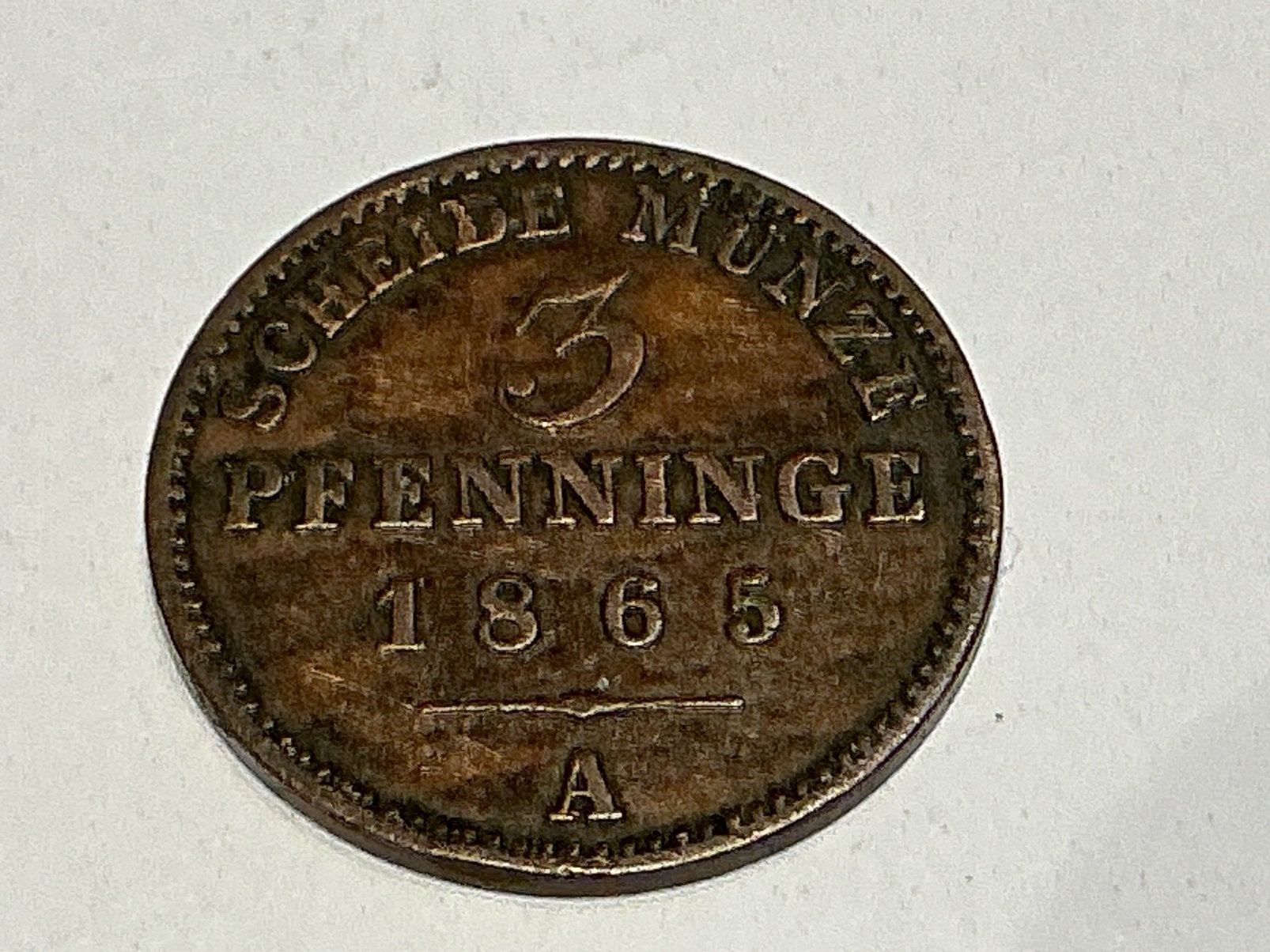 Allemagne Prusse 3 Pfennig 1865, Enlèvement ou Envoi