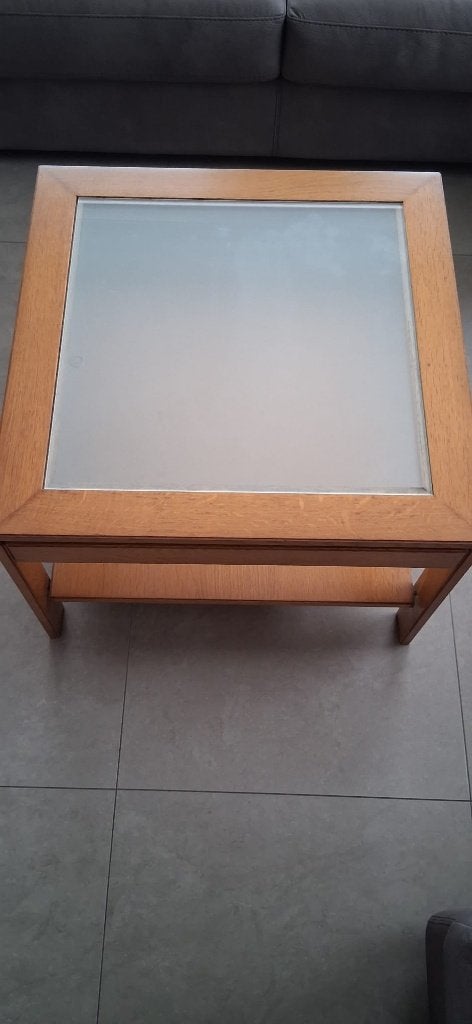 Salontafel met glazen blad, Huis en Inrichting, Tafels | Salontafels, Ophalen, Vierkant