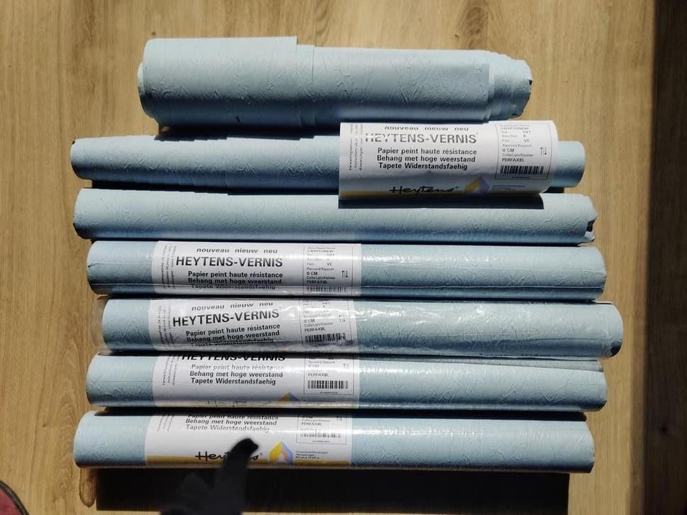 Papier peint Heytens - bleu clair, Enlèvement, 25 à 50 m², Bleu, Tijdloos