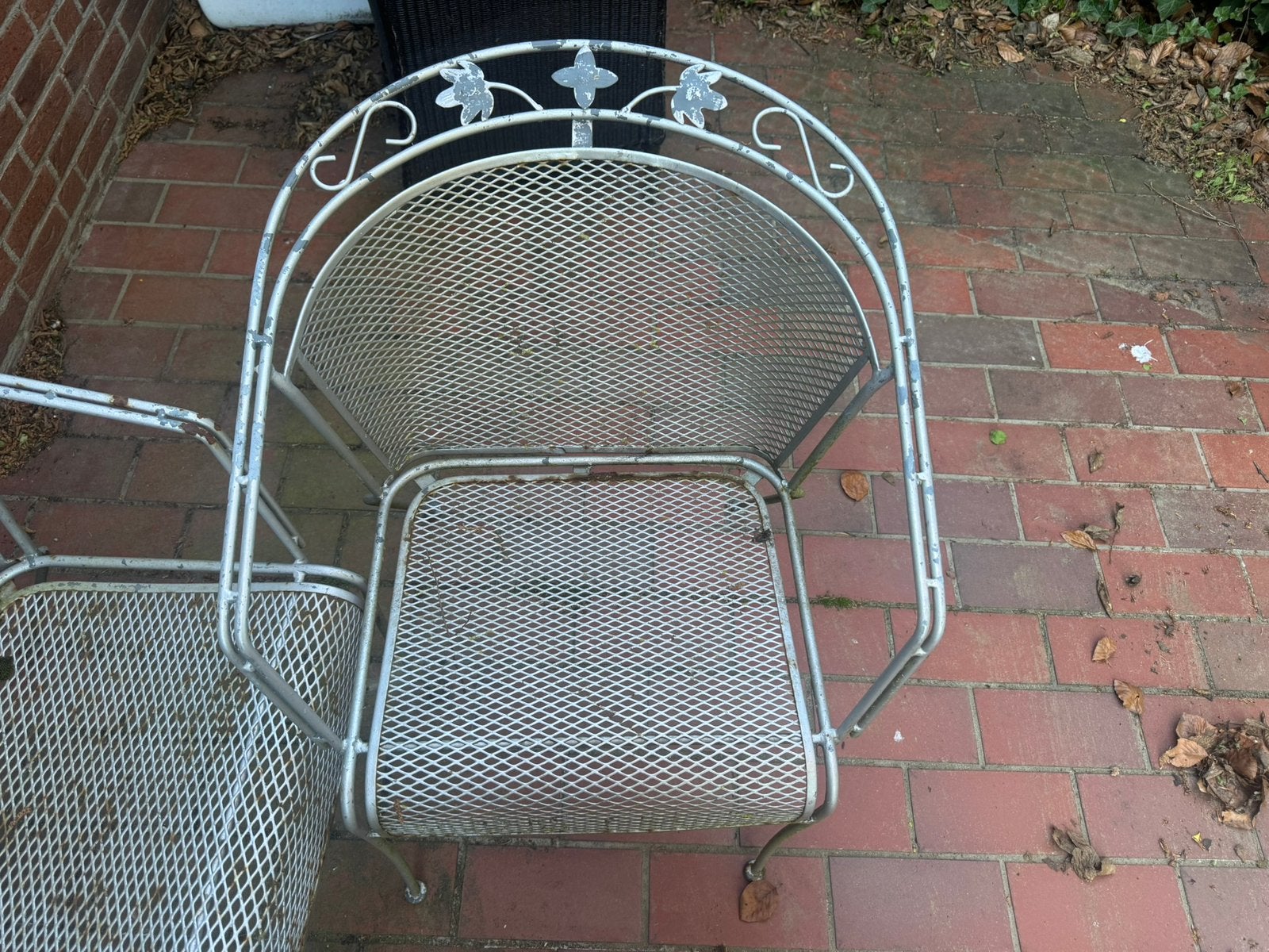 4x vintage smeedijzeren tuinstoelen, Ophalen, Gebruikt