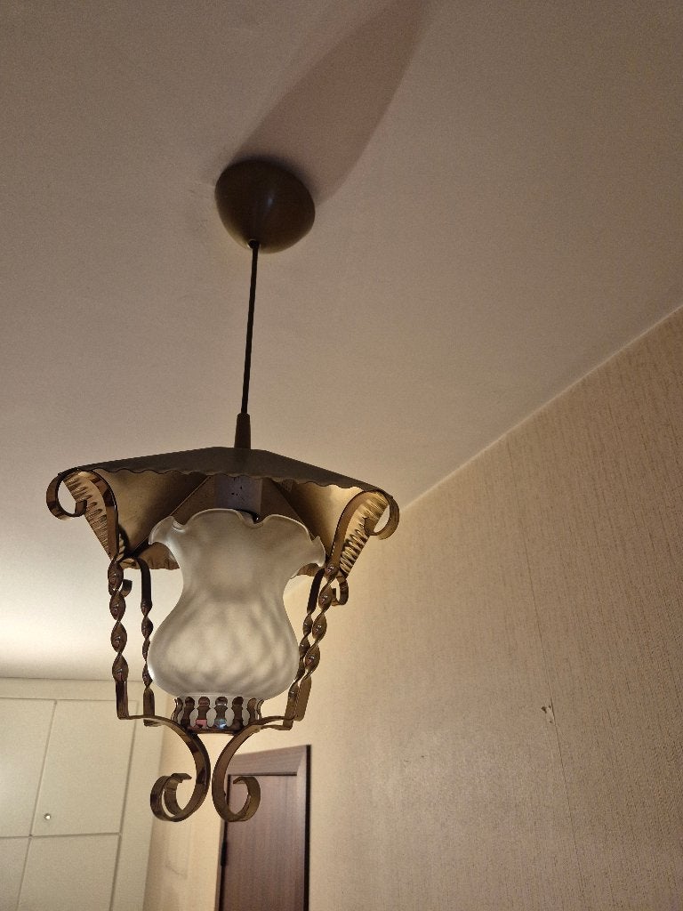 4 lustres vintage - lot ou à séparer, Enlèvement, Utilisé, Verre, Vintage
