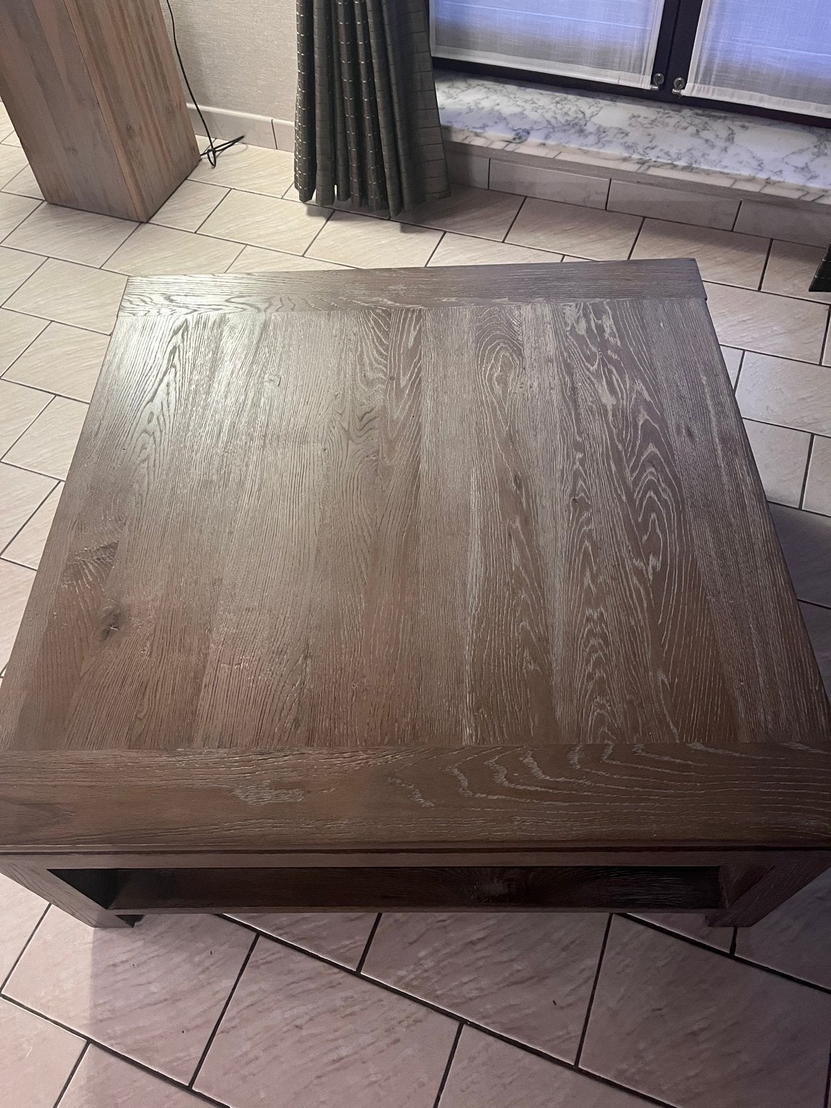 Salontafel in vol hout, Maison & Meubles, 50 à 100 cm, Carré, Enlèvement, Utilisé