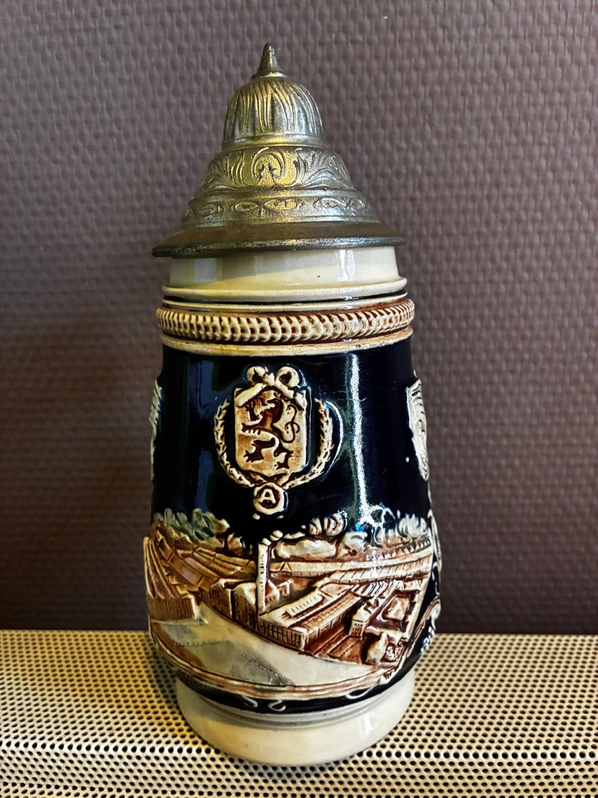 Bierpot met tinnen deksel Cristal Alken Altmeister Urtyp, Verzamelen, Ophalen of Verzenden, Zo goed als nieuw, Pul(len), Overige merken