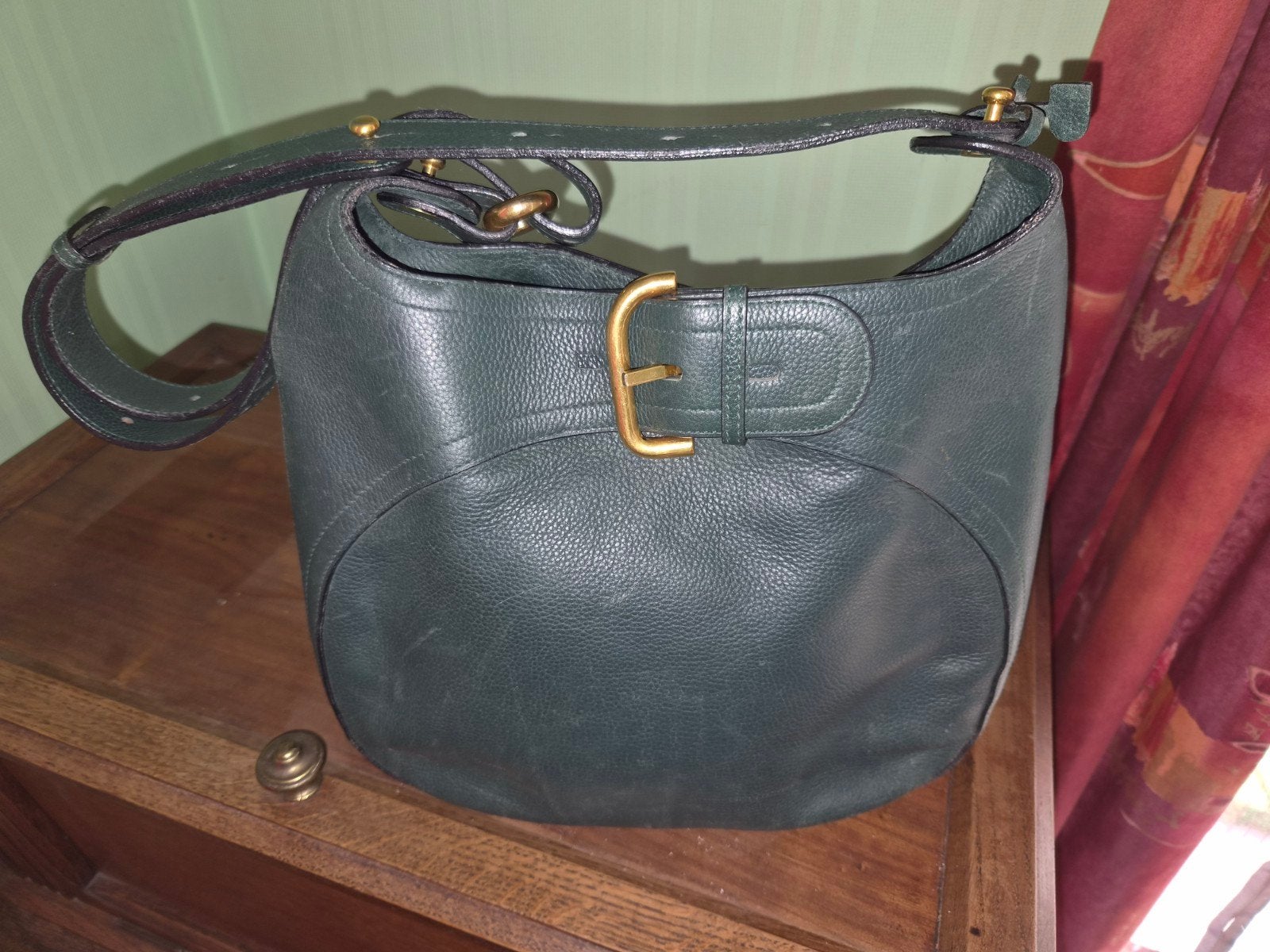 Sac Authentique Delvaux Souverain Vintage – Cuir Vert Boutei, Enlèvement ou Envoi, Comme neuf, Vert, Sac à main