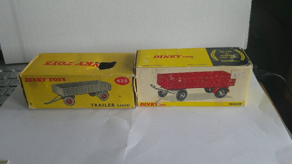 455)Dinky Toys 428 Grote Aanhangwagen Een Paar, Ophalen of Verzenden, Gebruikt, Tractor of Landbouw, Dinky Toys