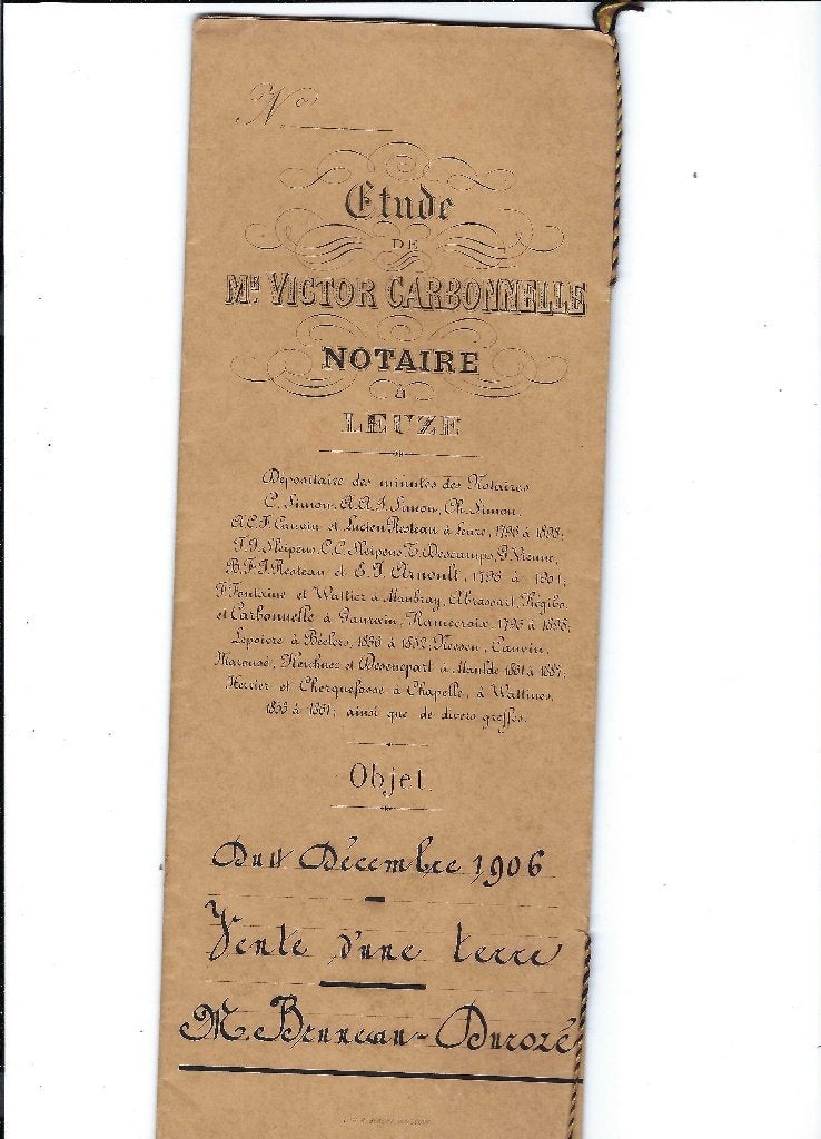 Ancien acte notarié 1906, Ophalen of Verzenden, Gebruikt