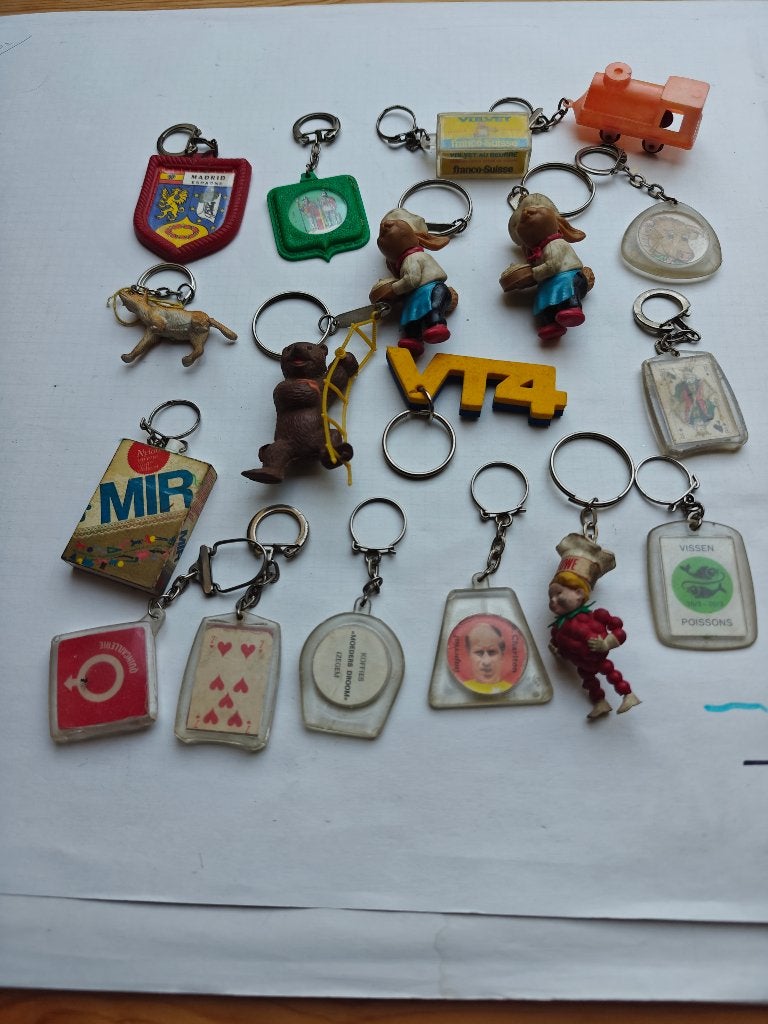 Lot sleutelhangers jaren '60 -'70, Verzamelen, Sleutelhangers, Ophalen of Verzenden, Gebruikt, Overige typen