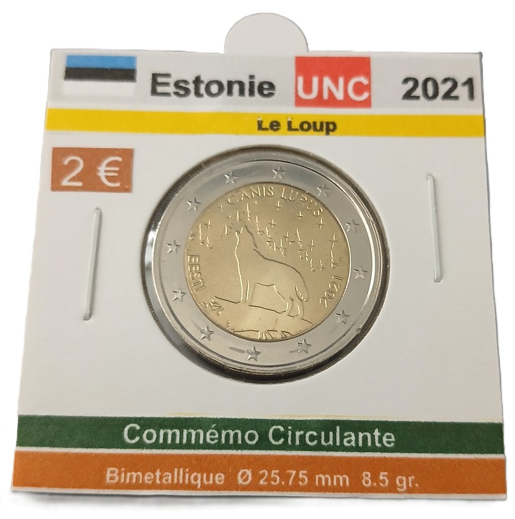 ESTONIE 2 €uros Le Loup année 2021 UNC, Envoi, Estonie, 2 euros, Monnaie en vrac