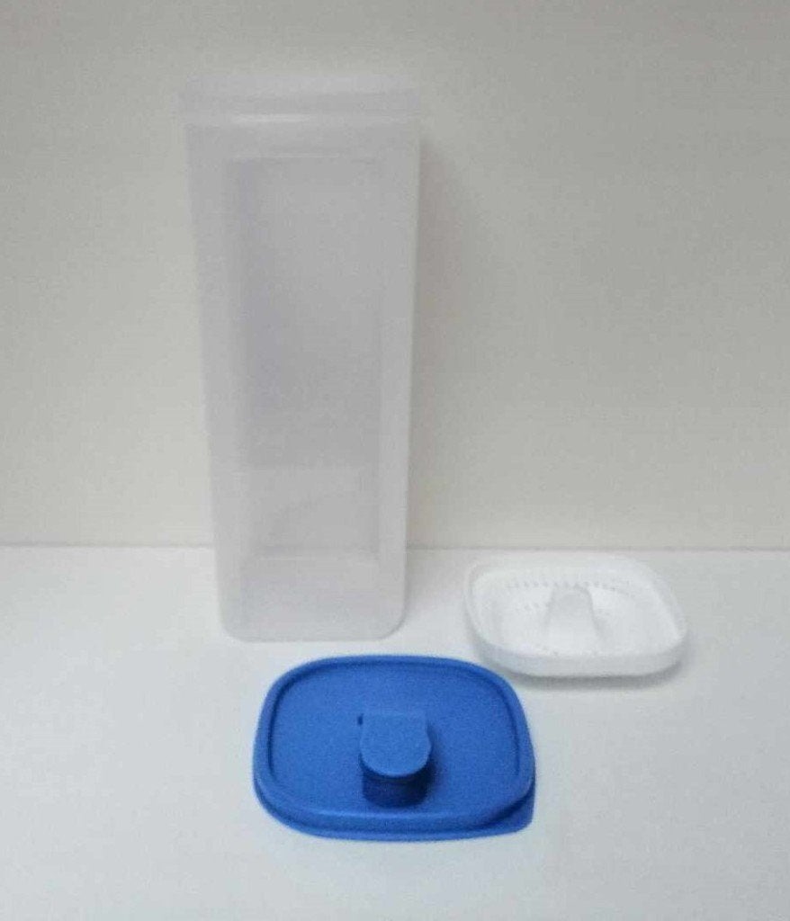 Tupperware™ « Schenkkan vierkant + filter » blauw, Huis en Inrichting, Keuken | Tupperware, Nieuw, Bus of Trommel, Wit, Verzenden