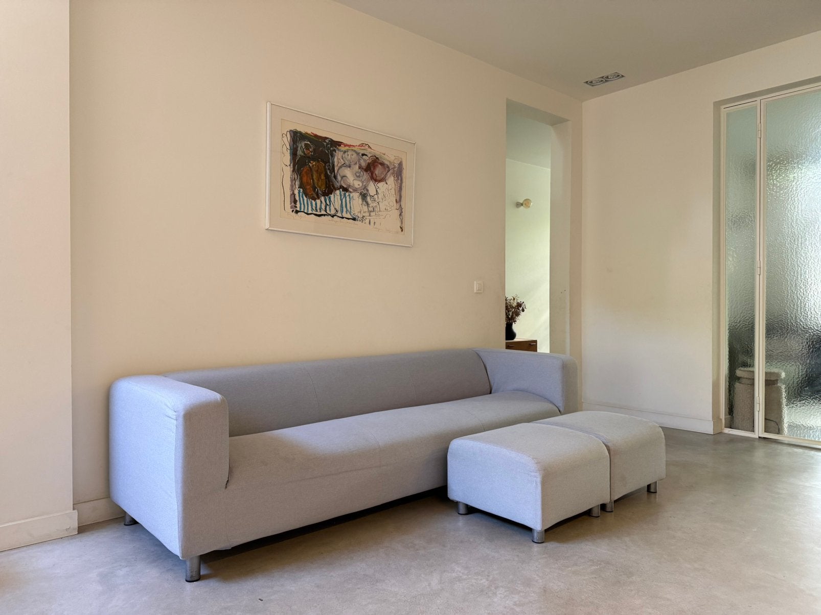 Ikea klippan 4-zit, met 2 poefjes, Maison & Meubles, Canapés | Salons, 75 à 100 cm, 250 à 300 cm, Modern, tijdloos, Quatre personnes ou plus