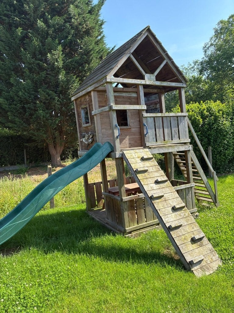 Speeltoestel in Douglas hout - GRATIS, Kinderen en Baby's, Speelgoed | Buiten | Speeltoestellen, Ophalen, Gebruikt, Klimtouw
