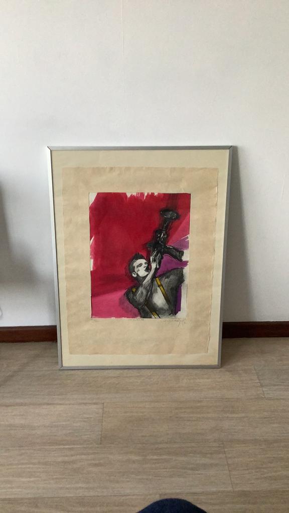 Belle œuvre d'art de 1971 signée, Enlèvement