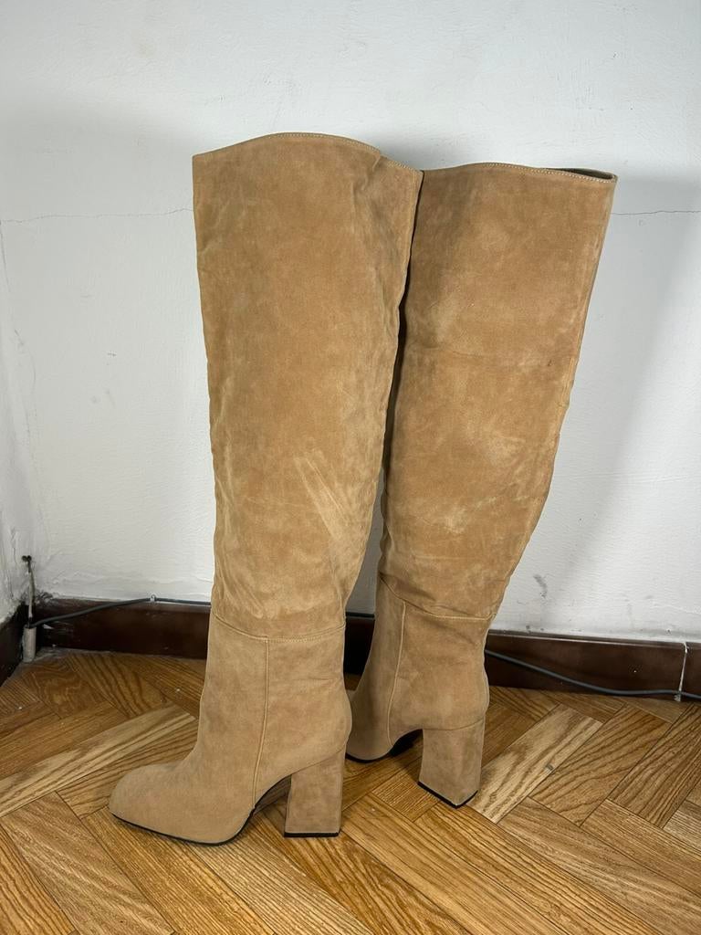 Bottes Hautes Cuissardes Pimkie Beige - Faux Daim Talon 11cm, Enlèvement ou Envoi, Comme neuf, Beige