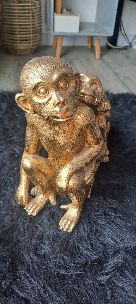 Goudkleurig beeld 3 apen, Ophalen, Goud, Steen/keramiek, Oosters