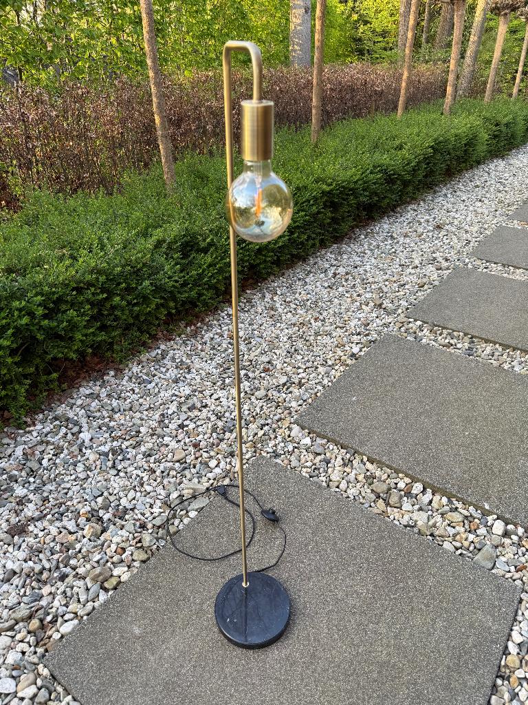 staanlamp, goud, met lamp, Huis en Inrichting, Ophalen, Zo goed als nieuw, Metaal, 100 tot 150 cm
