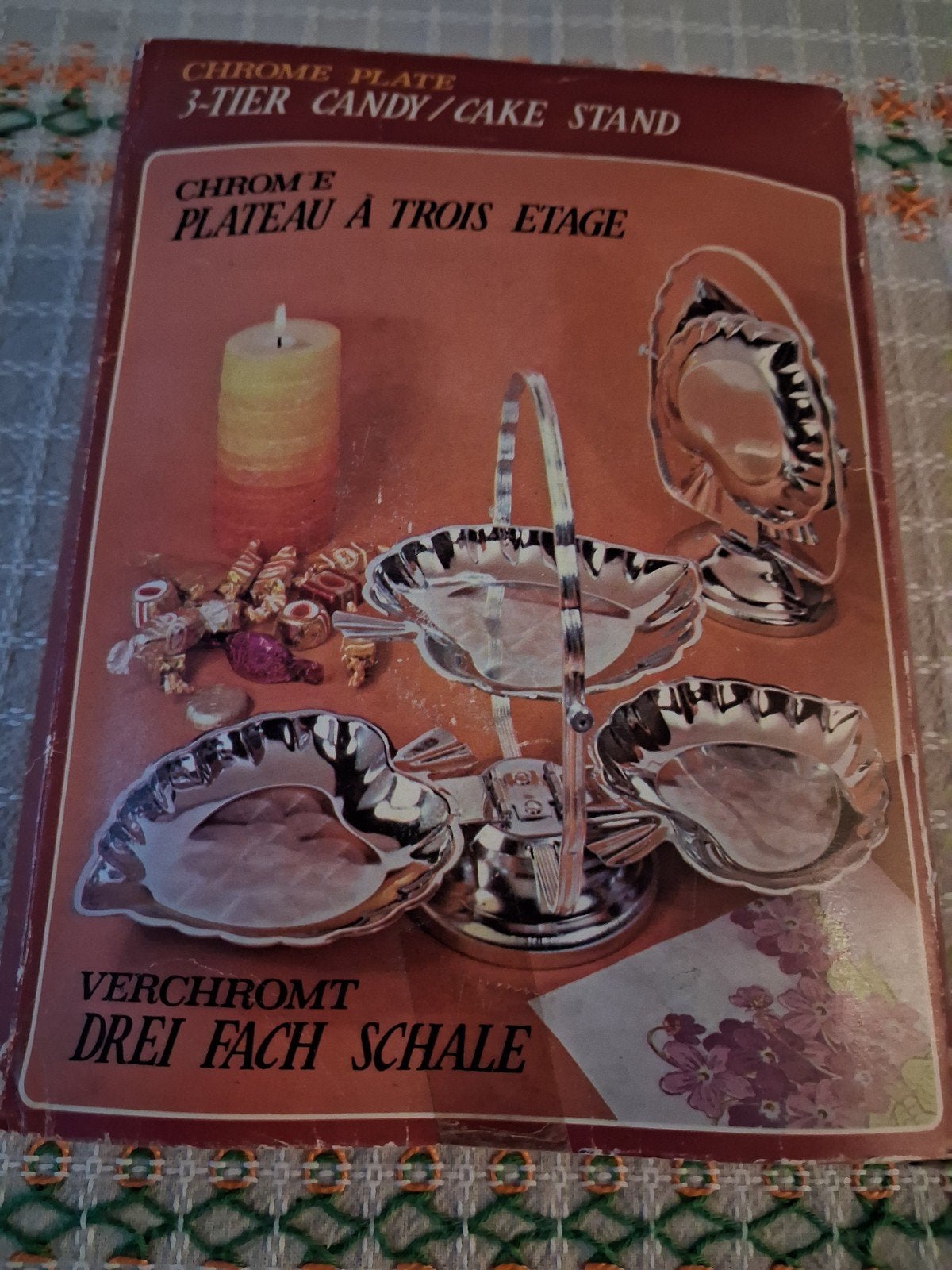 vintage serveer schoteltjes/ etagere opklapbaar nieuw, Ophalen of Verzenden, Vintage