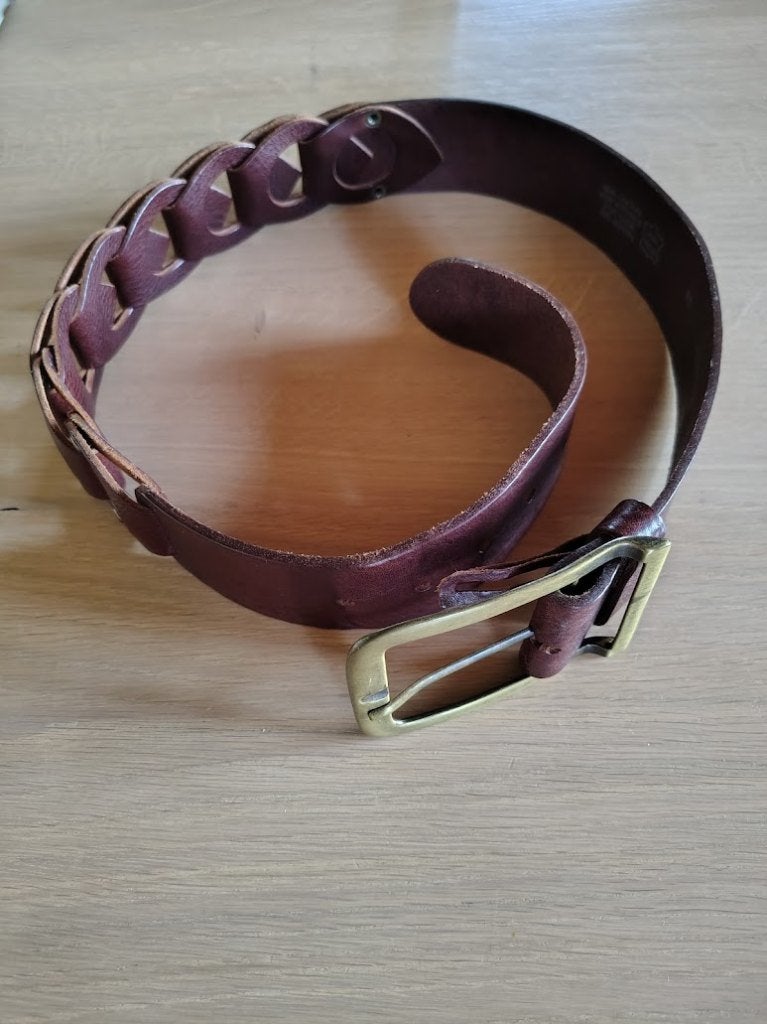 lederen riem, Ophalen, 80 tot 90 cm, Bruin, Echt leder