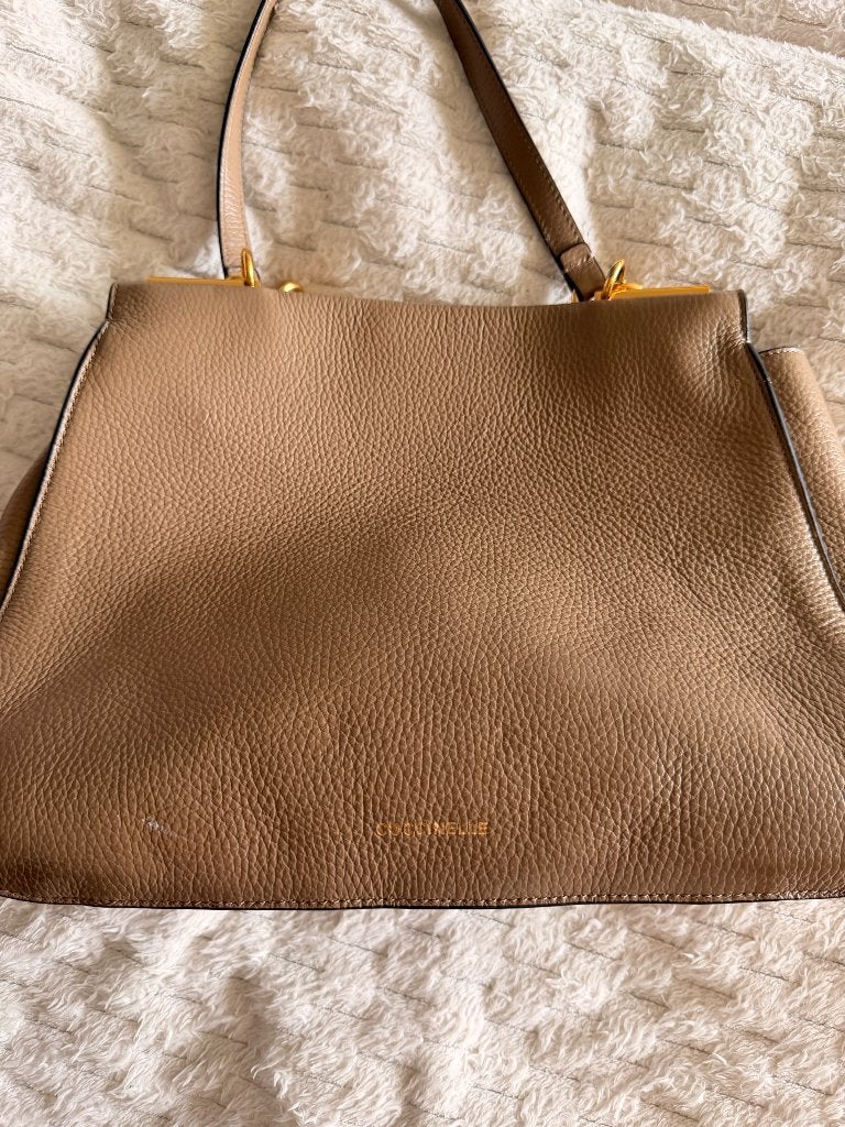 Handtas, Handtassen en Accessoires, Tassen | Damestassen, Ophalen, Gebruikt, Beige, Handtas