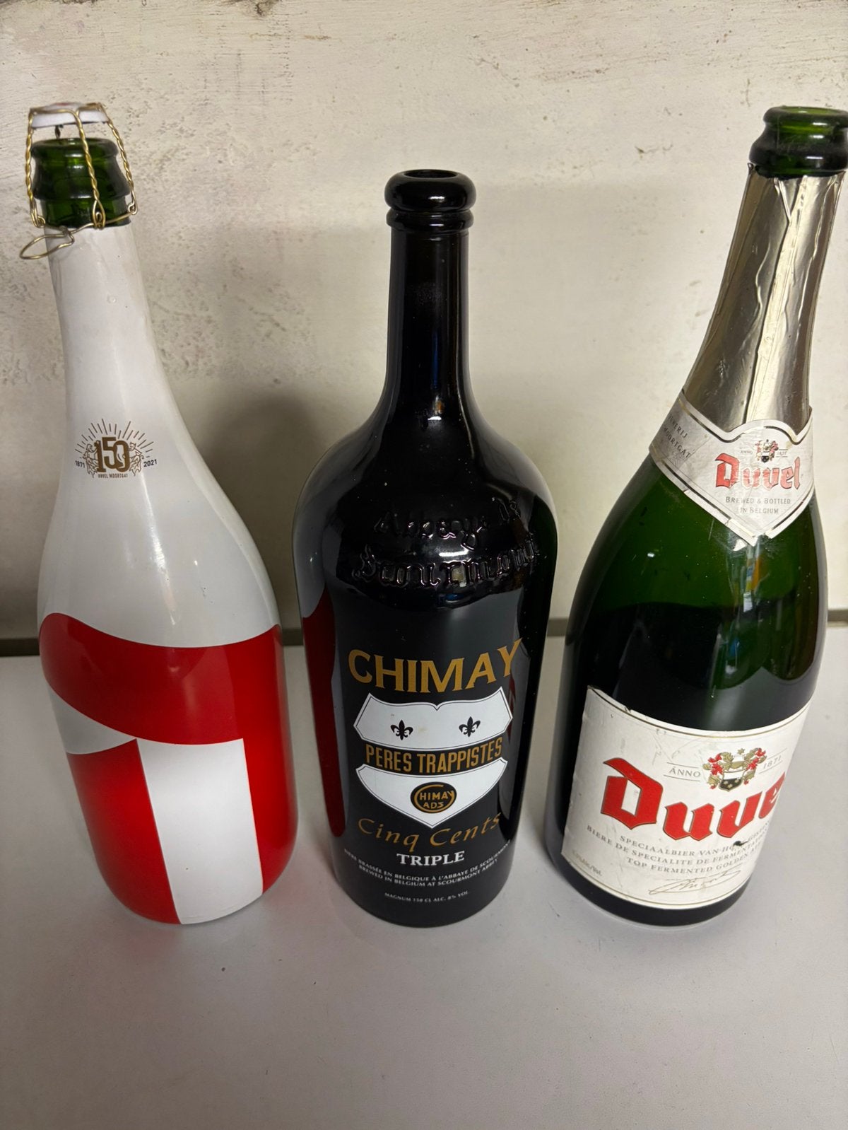 3 grote flessen Duvel en chimay, Ophalen of Verzenden, Zo goed als nieuw, Duvel
