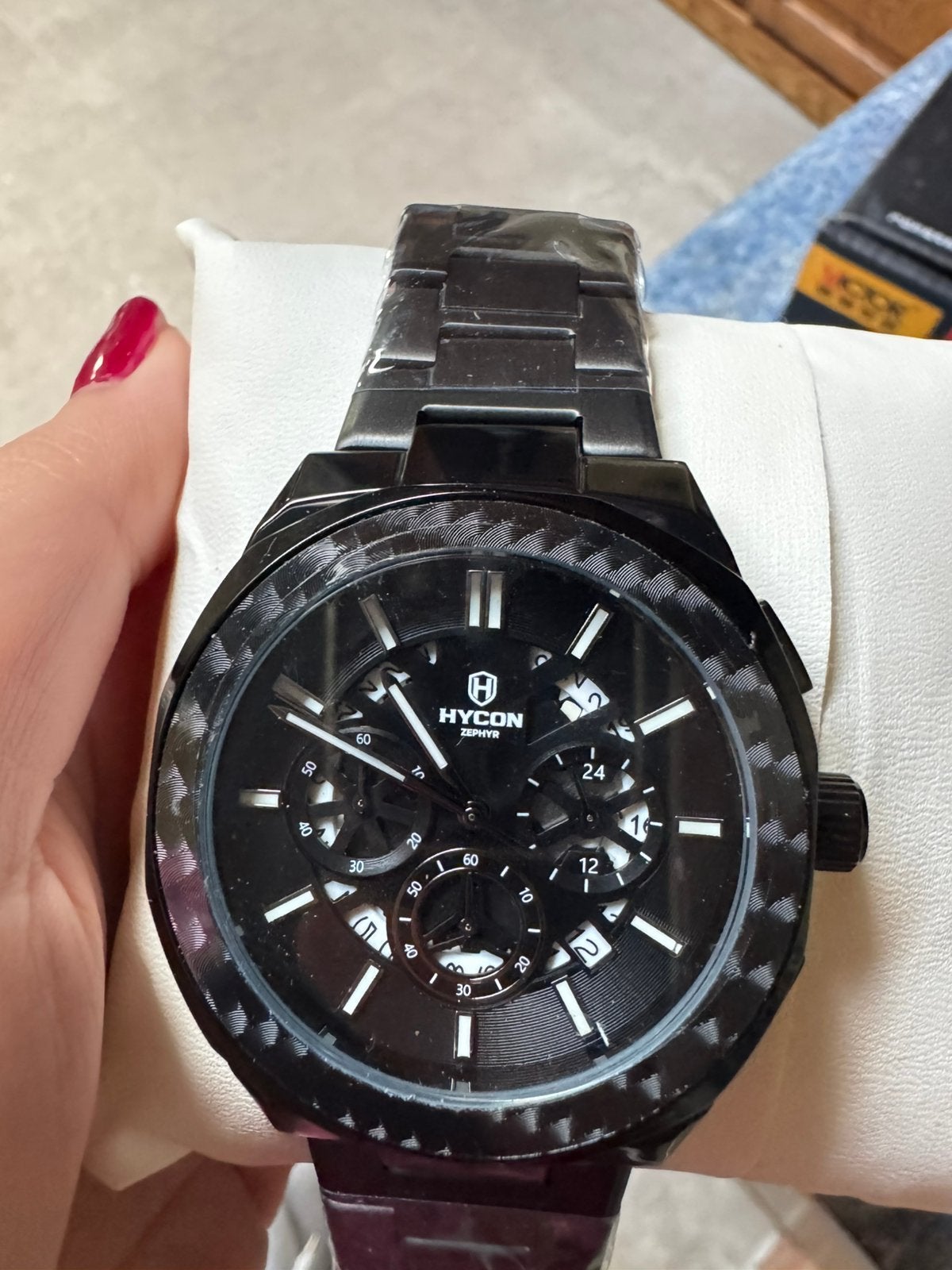 Hycon mannehorloge zwart, Handtassen en Accessoires, Overige materialen, Polshorloge, Overige materialen, Nieuw