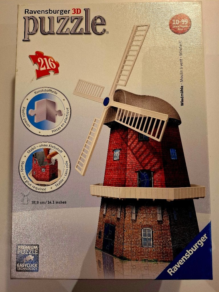 Ravensburger 3D puzzel windmolen, Enlèvement ou Envoi, Moins de 500 pièces, Comme neuf, Rubik's Cube ou Puzzle 3D