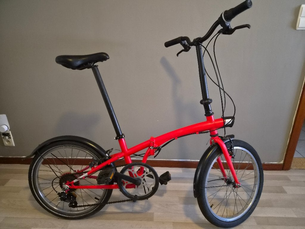 BTWIN Vouwfiets Oxylane 120 rood., Fietsen en Brommers, 20 inch of meer, Gebruikt, Velgrem, Versnellingen