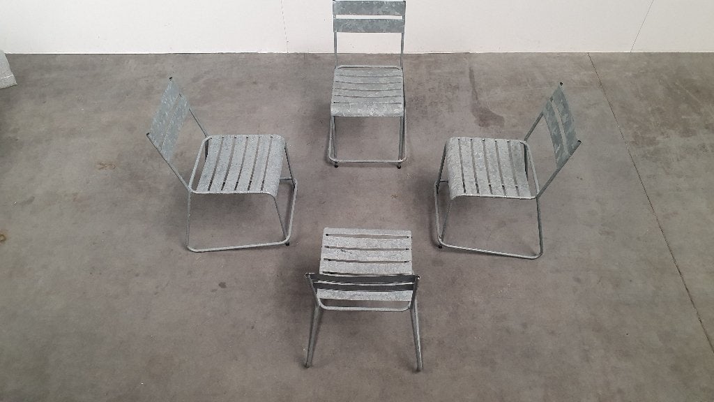 vintage stapelbare design stoelen tuin verzinkt, Ophalen