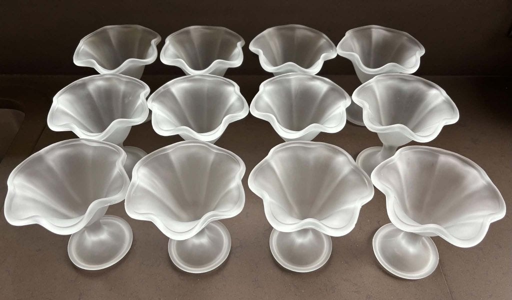 12 ijs- of dessertcoupes 14cm hoog, Enlèvement ou Envoi, Comme neuf, Verre, Récipient(s)